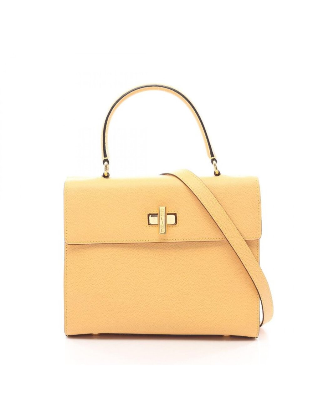 Celine Handbag Turnlock 2-Way Yellow Leather